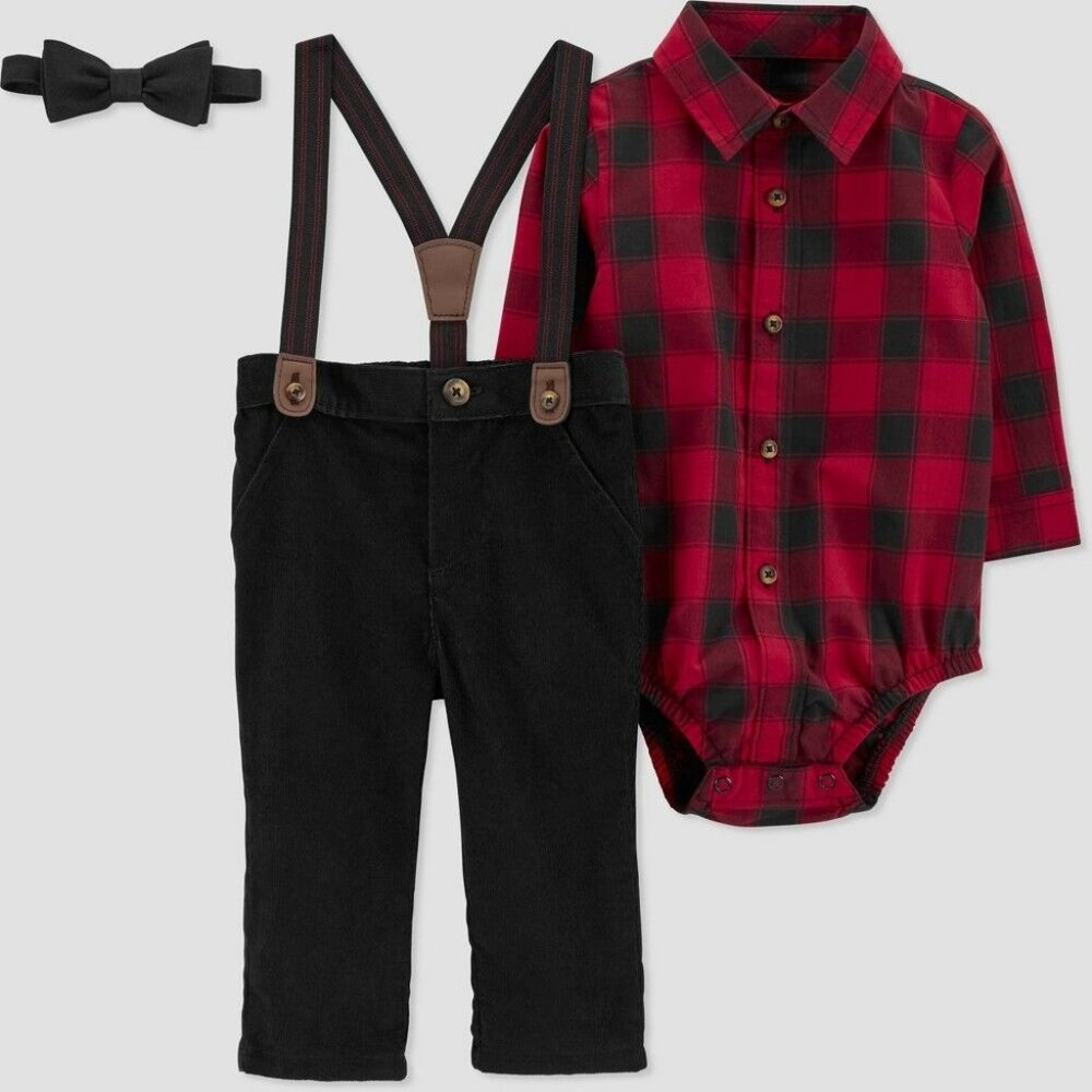 Carter's Just One You Baby Boys' Plaid Top & Bottom Set - Black/Red 6M